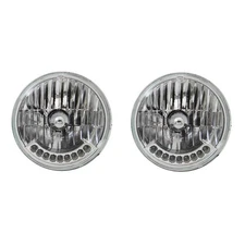 CJ Classics H4 Headlight Clear 7” Pair With 9 LED Turn Signal Amber Mustang 1...