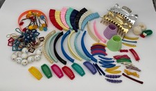 Tons Of Vintage Hair Barrettes, Clips, Ties, High Pony Clips And More 