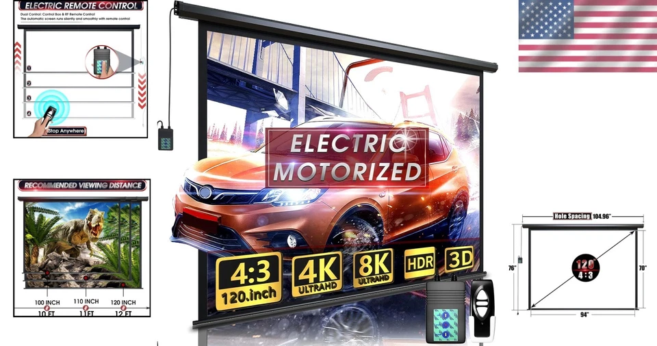120" Motorized Projector Screen - Indoor/Outdoor Movies, 4:3 - Image 2 of 4