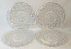 Vtg Luncheon Plate Set 4 Glass Clear Starburst Scalloped Edges Hocking MCM Glass