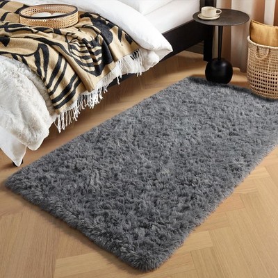 2x4 Small Bedroom Rug, Machine Washable Runner 2' x 4' (Rectangular) Grey