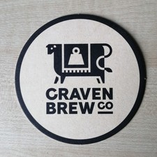 CRAVEN BREW CO BEER MAT. SHOWING CORE RANGE. KEIGHLEY, YORKSHIRE. 4 INCH