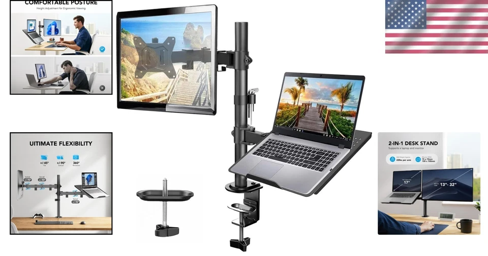Adjustable Desk Mount for 32" Monitor & 17" Laptop - Image 2 of 4