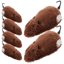 6 Pcs Wind Up Plush Mouse Toys Cat Clockwork Toy Pet Supplies