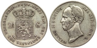 Paesi Bassi 2 1/2 fiorino 1848 Guglielmo II argento