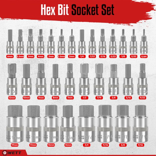 32pcs Master Hex Bit Socket Set, Allen Socket Set, 1/4'', 3/8', 1/2'' Hex Dri... - Picture 2 of 8