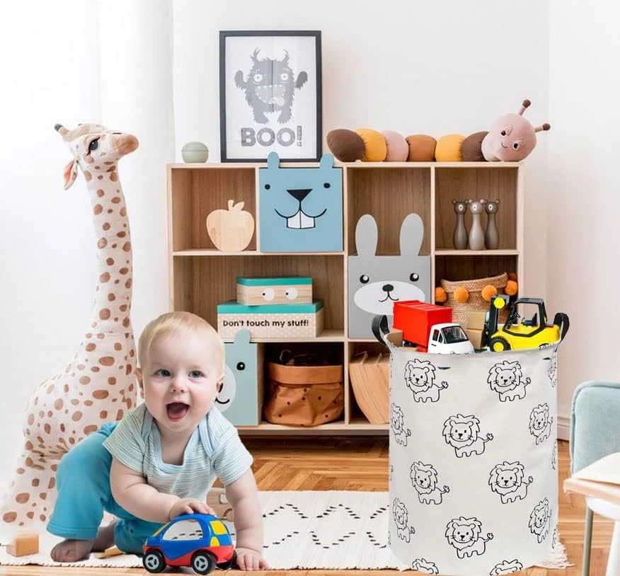 Baby Hamper,Nursery Laundry Basket,Lion Storage Basket,Toy Bin for Boys, Gift Ba - Image 2 of 4