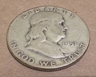 1951 Franklin Head Half Dollar Silver Coin Circulated United States Philadelphia
