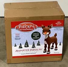 RUDOLPH THE RED NOSED REINDEER, ANIMATRONIC OUTDOOR CHRISTMAS RARE! HARD TO FIND