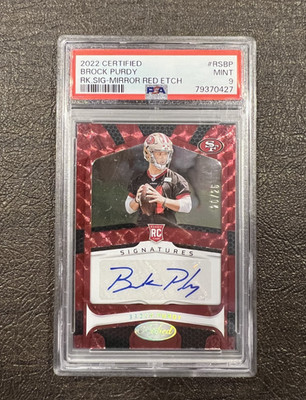 2022 Certified Rookie Signature Mirror Red Etch Brock Purdy RC Auto /25 PSA 9