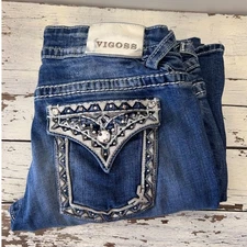 VIGOSS The New York Bootcut Women's Embellished Jeans Size 32x33 Western Bling