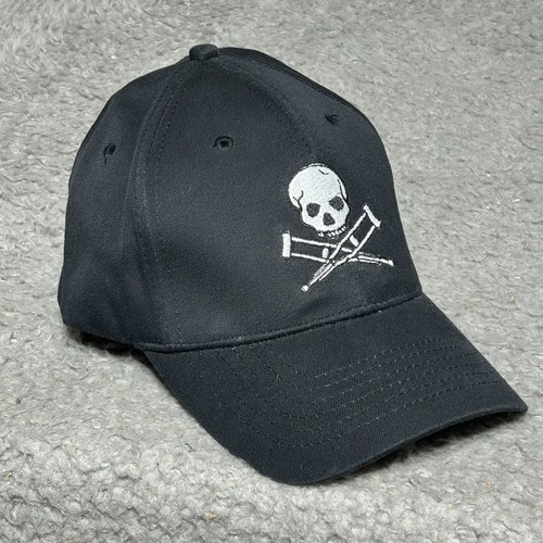 Jackass Movie Fitted S/M Hat Adult Skull Crutches Black Ball Cap Movie Promo