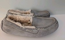 UGG Women's Size 7 Ansley Suede Wool Loafer Slippers Light Grey 3312 Shoes