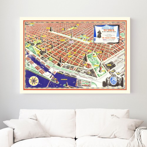 Old Map of Buenos Aires 1950 - Vintage Argentina Art Wall De - Picture 3 of 29
