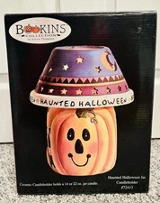 Bookins Collection Elaine Thompson Haunted Halloween Jar Candleholder Pumpkin