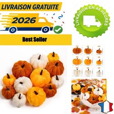 Benjia 12 Citrouilles Artificielles Velours Orange Décor Automne Halloween