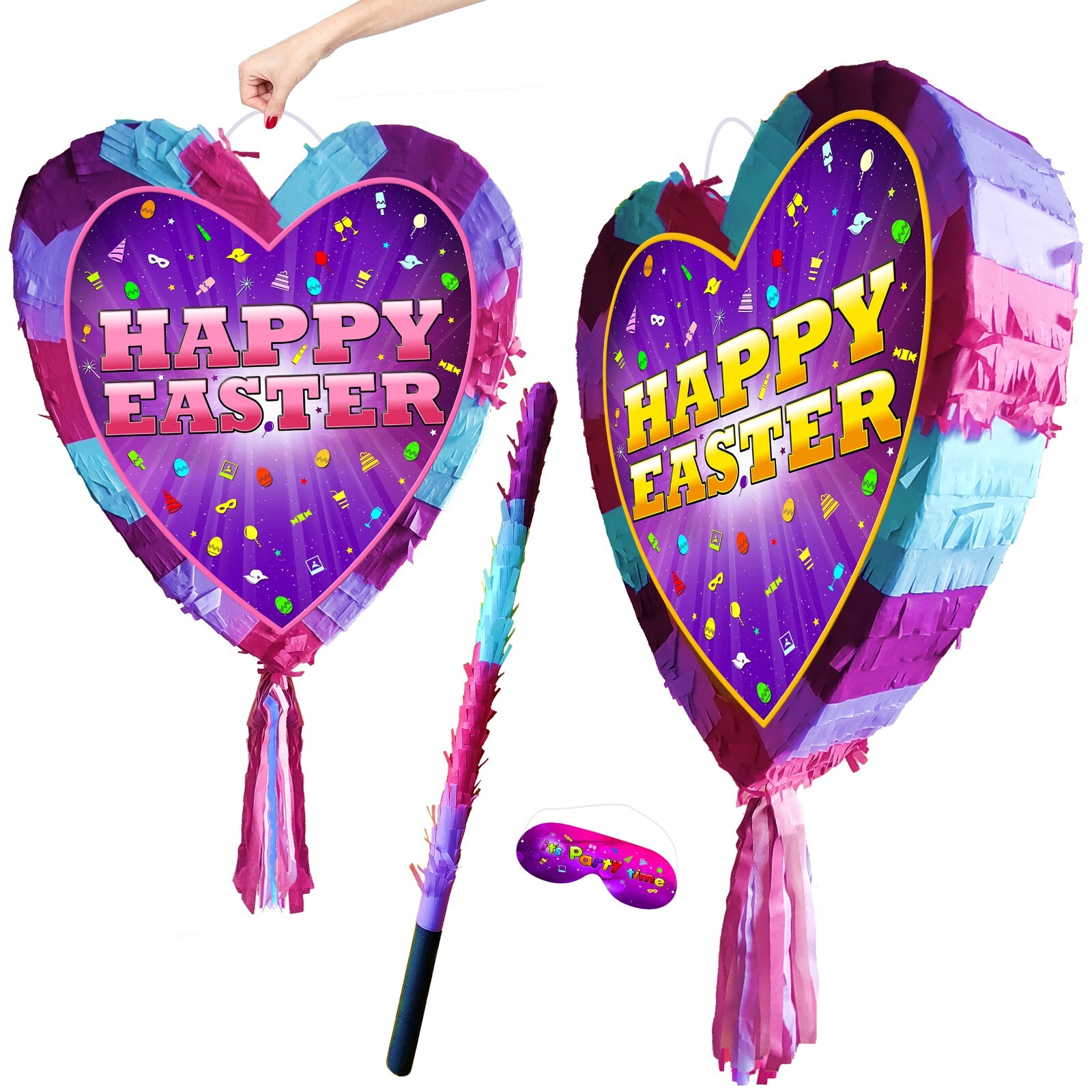 Happy Easter Pinata Girls heart theme party smash game ladies treat good Friday