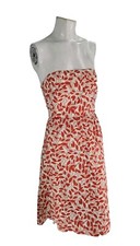J Crew Women's Dress 4 Cotton Orange Leaf Print Sleeveless