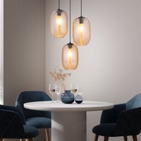 Pendelleuchte HäNgelampe Deckenleuchte Esszimmerlampe Amber Metall 3-Flammig
