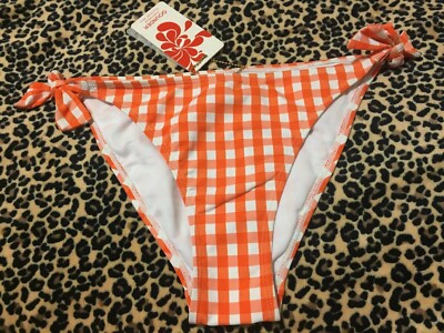 Go Under Women s Swimwear Bikini Bottom, Orange&white  Size 44(L) NWT
