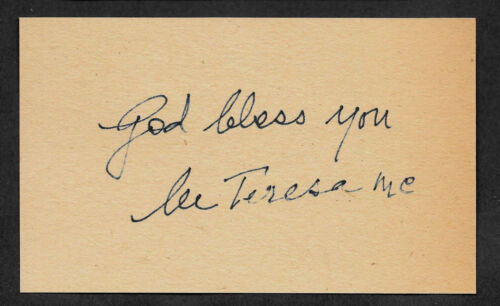 Mère Teresa - Sainte Teresa de Calcutta Autographe Réimpression sur Carte 3x5  - Photo 1 sur 1