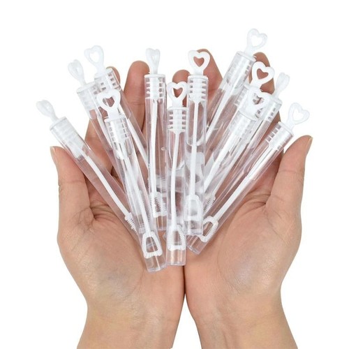 60pcs / 100pcs Heart Shaped Transparent Wand Tube Empty Bubble Soap Bottles NEW - Picture 3 of 9