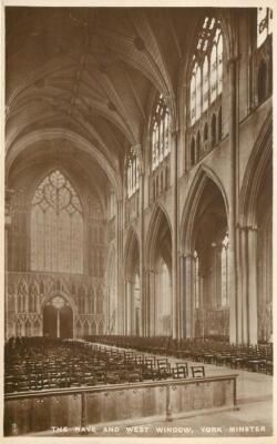 York Minster Yorkshire The Nave And West Window York Minster England OLD PHOTO