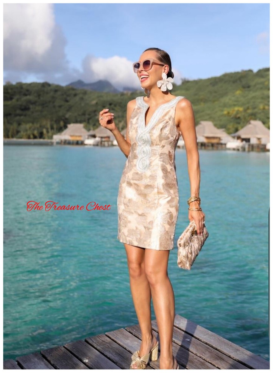 Lilly Pulitzer NWT Valli Floral Brocade Dress Gold Organza Brocade Size 8,16