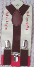 Unisex Kids Boys Girls Dark Brown Y-Back Adjustable Suspenders-Brand New v1