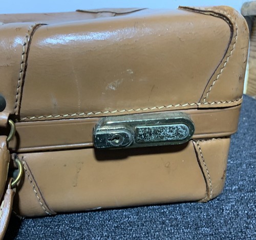 Vintage 50s GS Stylite Philadelphia PA Deluxe Suitcase Light Brown Leather Case - Picture 5 of 21