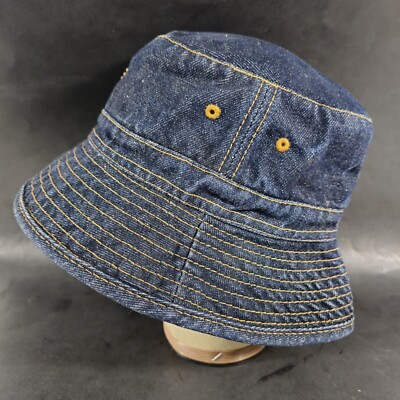 Guess Dark Blue Denim Bucket Hat 100% Cotton One Size Fits