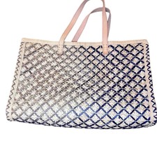 Tommy Bahama Wicker Tote Shopper Beach Bag Two Tone Resort Pool Summer
