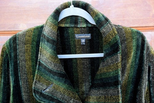 Vintage Loominus handgewebte Viskose Chenille mehrere Streifen Pullover Jacke - 31" lang - M-EG - Bild 5 von 19