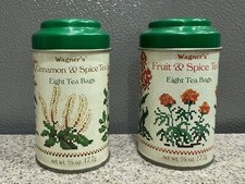 2 Vintage John Wagner Tea Tins Empty Pristine Condition Made in USA