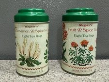 2 Vintage John Wagner Tea Tins Empty Pristine Condition Made in USA