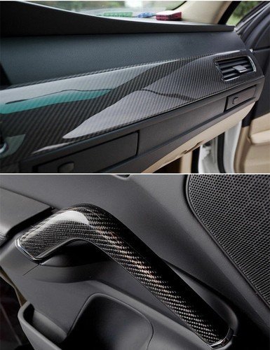 7D Glossy Carbon Fiber Vinyl Film Car Interior Wrap Stickers Auto Accessories A+ - Foto 5 di 10