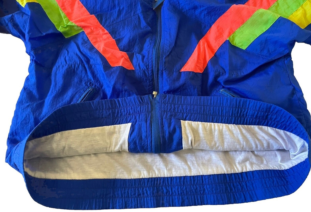 Vintage 80s/90s JOHN WEITZ Mens M Activewear Full Zip Neon