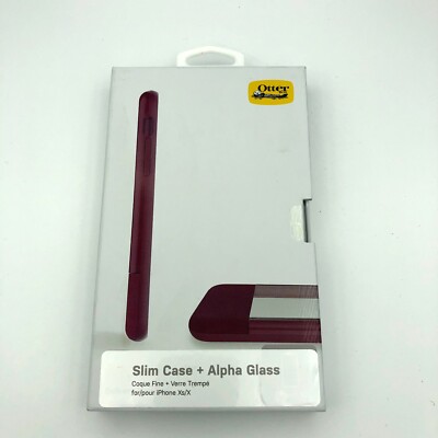 OtterBox Slim Case + Alpha Glas Bundle für Apple iPhone X/Xs - Weinrot/Blau