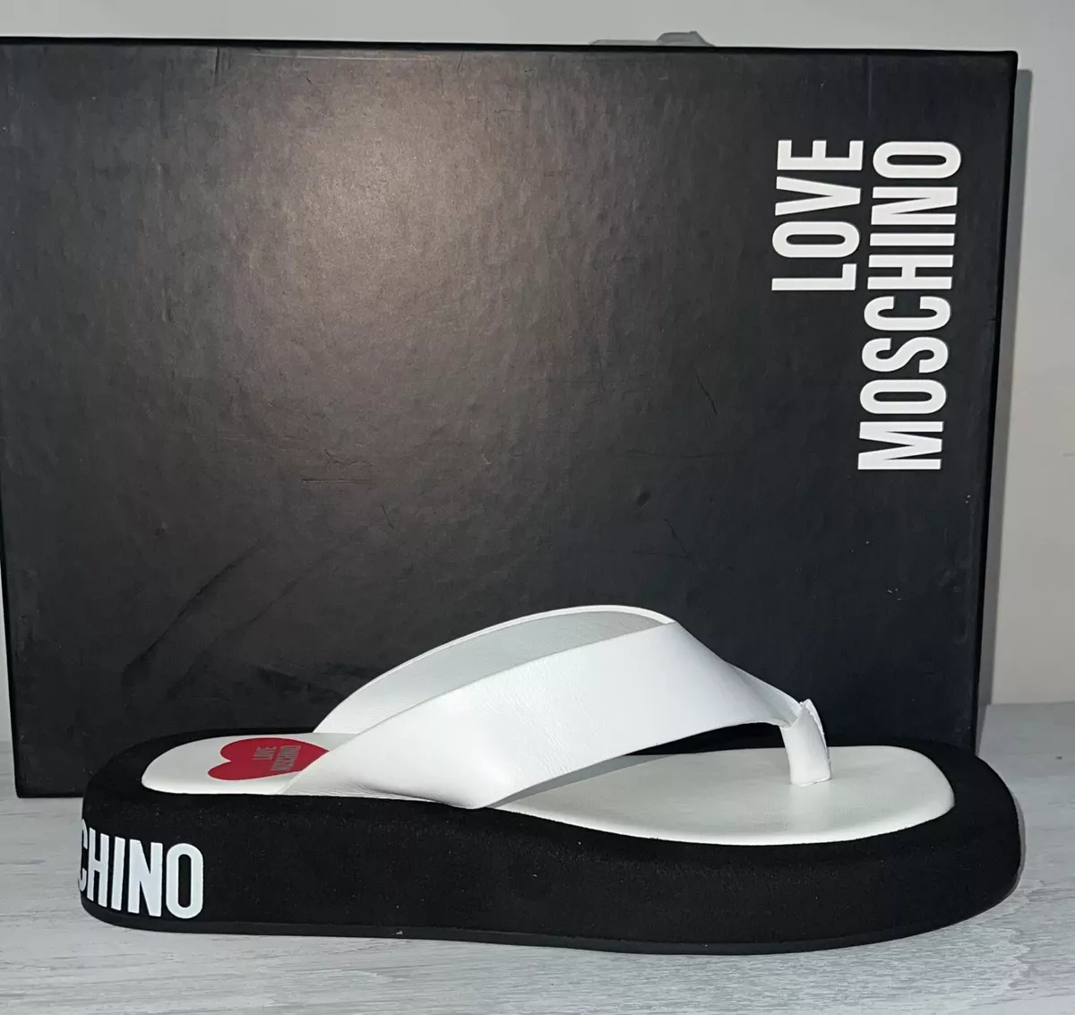 Love Moschino Infradito White/Black Woman Size Eu 38 MSD2 | eBay