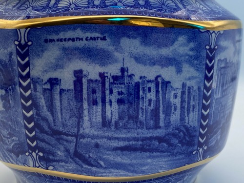 Vintage Porcelain Big Tea Caddy Ringtones Wade Millennium Blue White Hexagonal - Picture 5 of 12