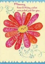 Designer Greetings Flower with Long Pink and Red Petals Birthday Card for Mommy