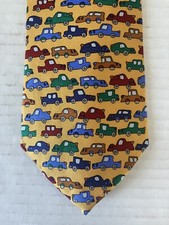Save The Children Men's Necktie Tie Silk Satin Busy Cars Made in USA Wide 57"