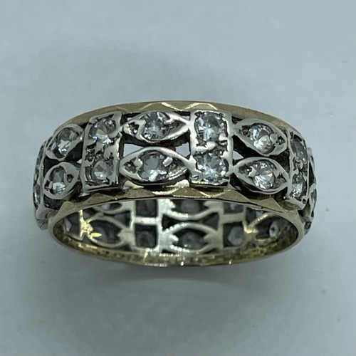 Vintage 9ct Yellow And White Gold Spinel 2 Row Full Eternity Ring. Size P 1/2 - Picture 3 of 14