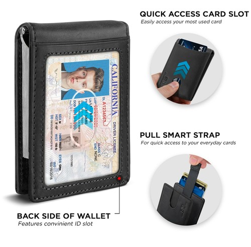 SERMAN BRANDS- Genuine Leather RFID Blocking Slim Minimalist Front Pocket Wallet - Picture 12 of 61