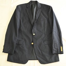 Chaps Ralph Lauren 42L Navy Blue Gold Button 100 Wool Blazer Jacket Sport Coat