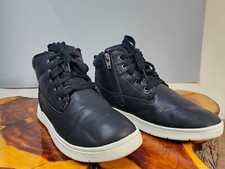 Cat Jack Kids Size 3 sidezip boots, black faux leather kids easy on shoes