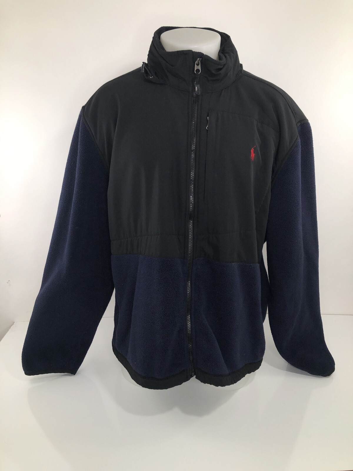 POLO RALPH LAUREN Giacca in pile XXL con cappuccio e zip intera ricamata pony