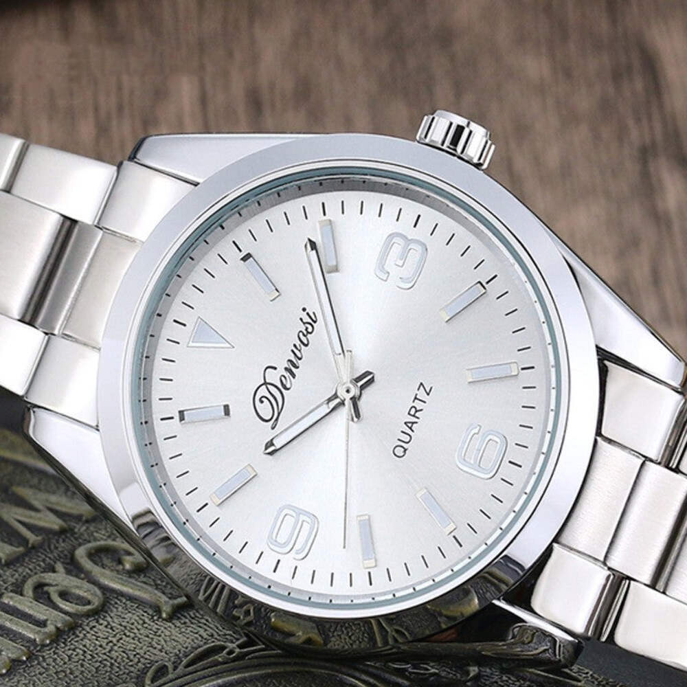Stylish Waterproof Calendar Watch with Stainless Steel Band and Mineral Glass