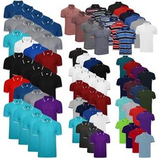 4 / 6 Pack Mens Polo Shirt Multipack Set Short Sleeve Plain Top Tipping T-Shirt
