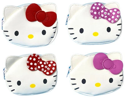 Hello Kitty coin purse Faux Leather Embroidered Cat White Wallet Holder kawaii